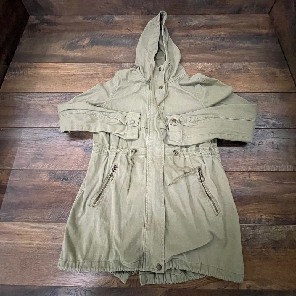 Daytrip Olive Green Utility Field Jacket Hooded Anorak Small Street Grunge Y2K